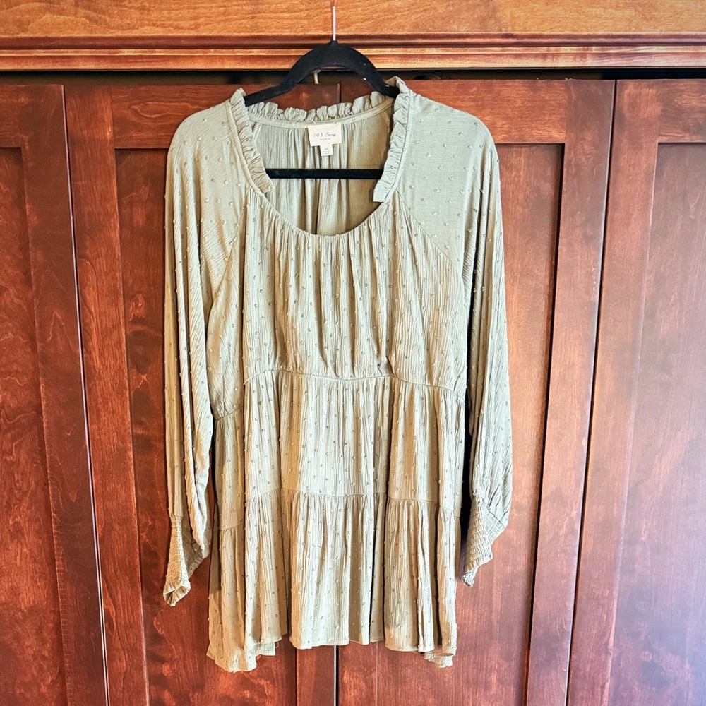 Sage Green Long Sleeve Shirt /Dress - Picture 6 of 6